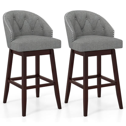 Goflame Modern Upholstered Bar Stools Set of 2/4, 31" Bar Height Swivel Kitchen Stools w/Button-Tufted Back