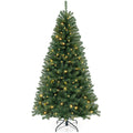Goflame 7ft Pre-Lit Christmas Tree, Artificial Hinged Xmas Tree with 250 Warm White LED Lights