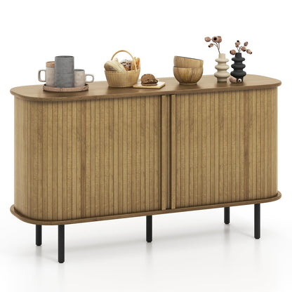 Goflame Kitchen Storage Cabinet, 47” Buffet Cabinet with Storage, Wooden Sideboard w/ 2 Sliding Tambour Doors