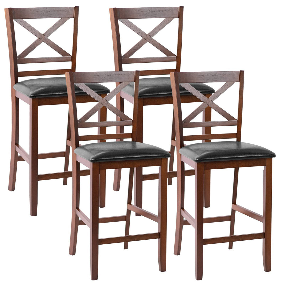Goflame Modern 25” Counter Height Dining Pub Stools with X-Shaped Backrest, Soft Cushion & Durable PU Seat