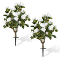 GOFLAME 31.5” Artificial Topiary Ball Trees with White Rose