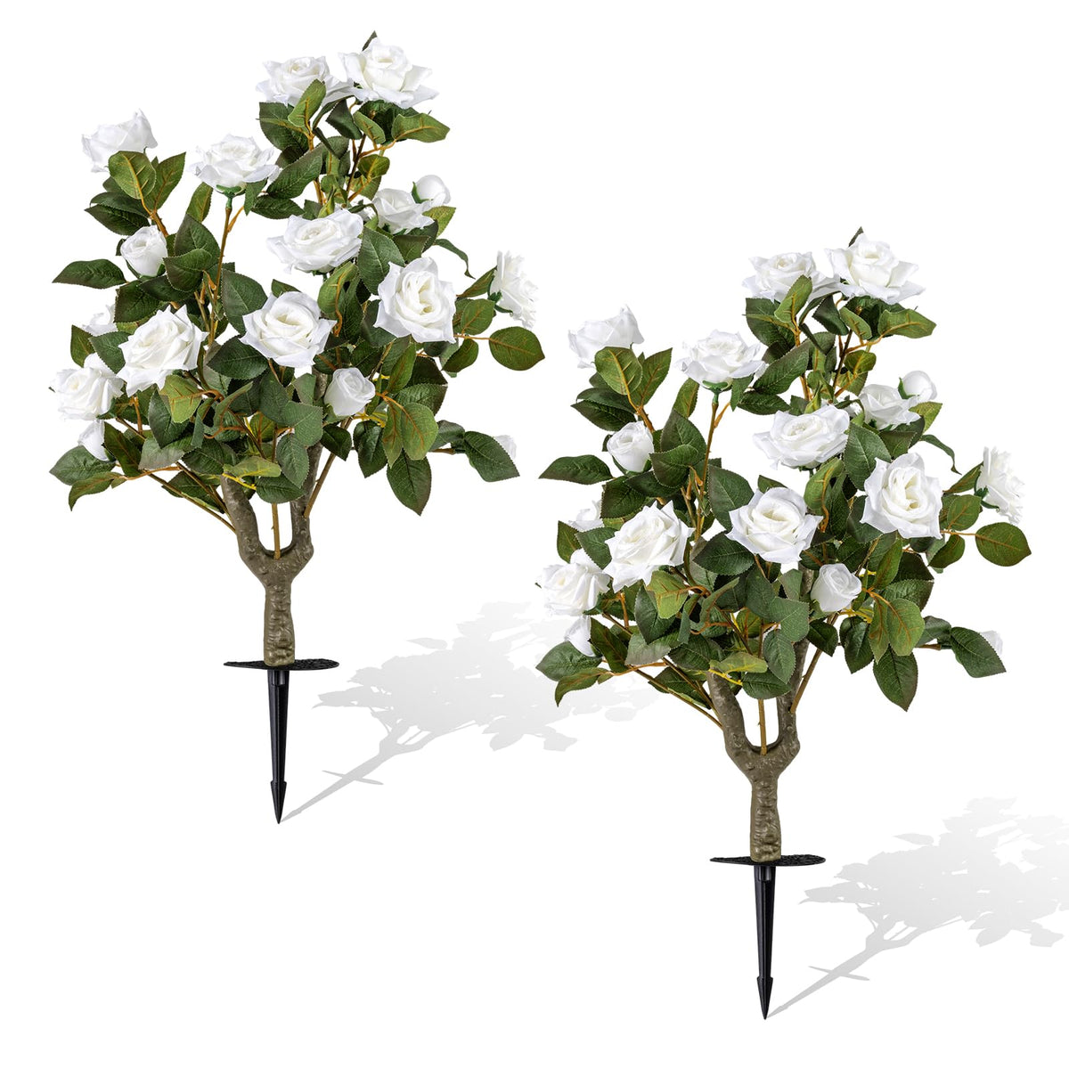 GOFLAME 31.5” Artificial Topiary Ball Trees with White Rose