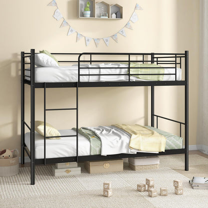 Goflame Metal Bunk Bed Twin Over Twin, Bunk Beds for Kids, Teens & Adults Bunk Bed with Stairs