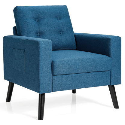 Goflame Modern Accent Chair, Mid-Century Upholstered Armchair Club Chair