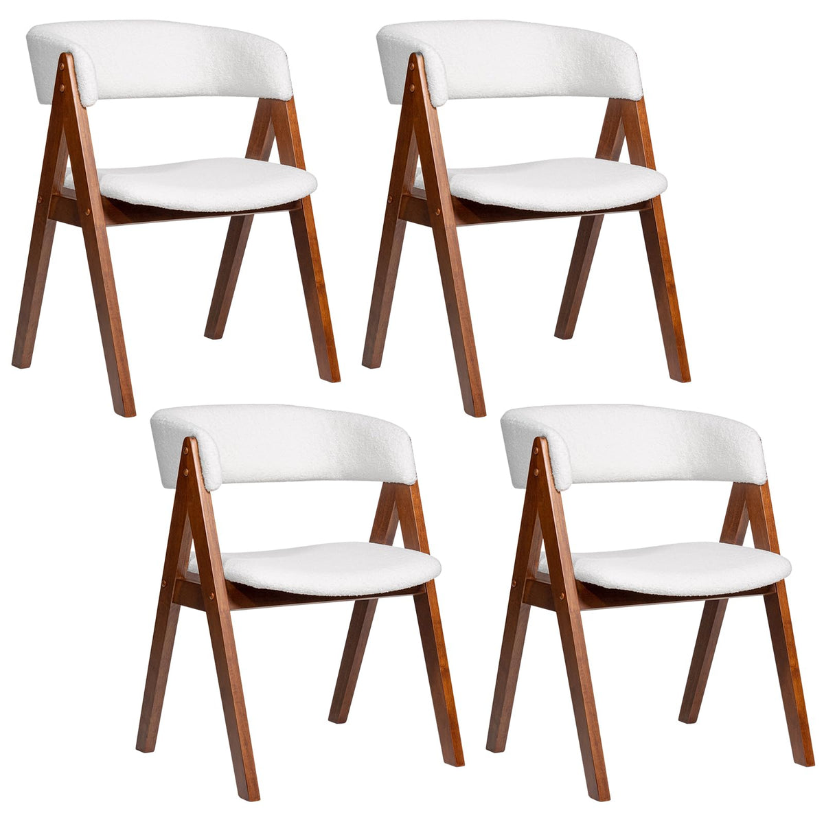 Goflame Wooden Dining Chairs Set of 2/4 Modern Sherpa Upholstered Kitchen Chair