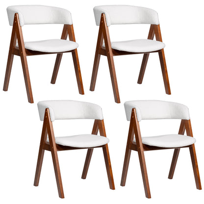 Goflame Wooden Dining Chairs Set of 2/4 Modern Sherpa Upholstered Kitchen Chair
