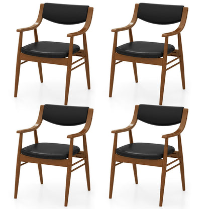 Goflame Wooden Dining Chairs Set of 2/4, PU Leather Upholstered Kitchen Chairs w/Padded Seat & Back