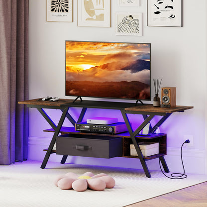 Goflame TV Stand with Power Outlets for 55-65 Inch TV