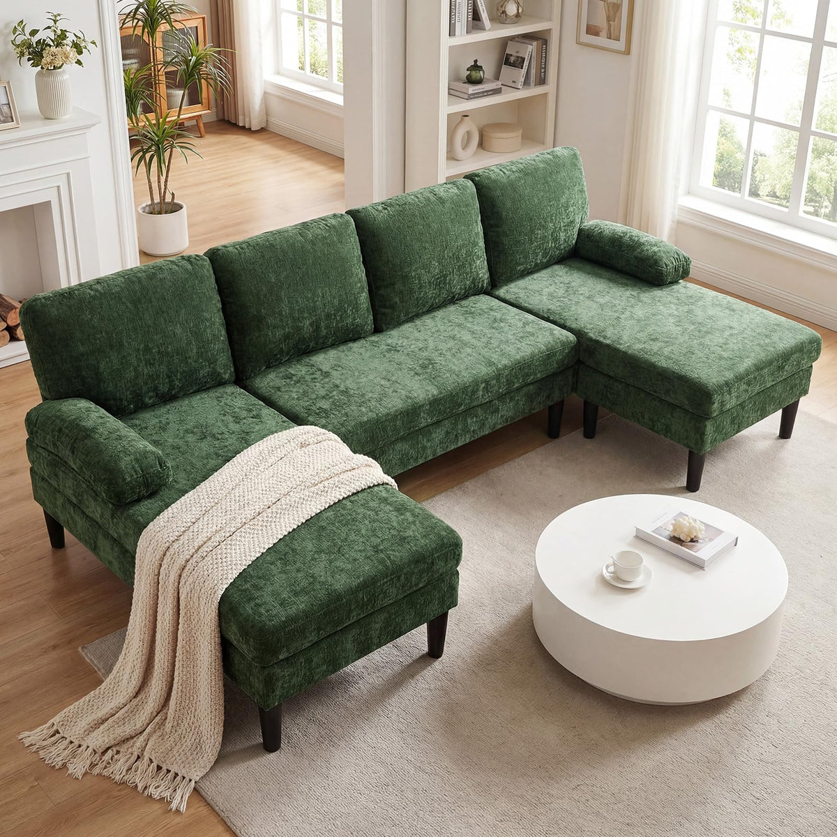 Goflame Sectional Couch for Living Room U-Shaped Sofa