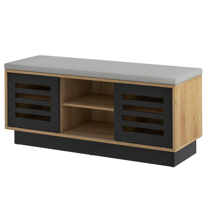 Goflame Entryway Shoe Storage Bench - Shoe Rack w/Seat Cushion & 6 Storage Compartments
