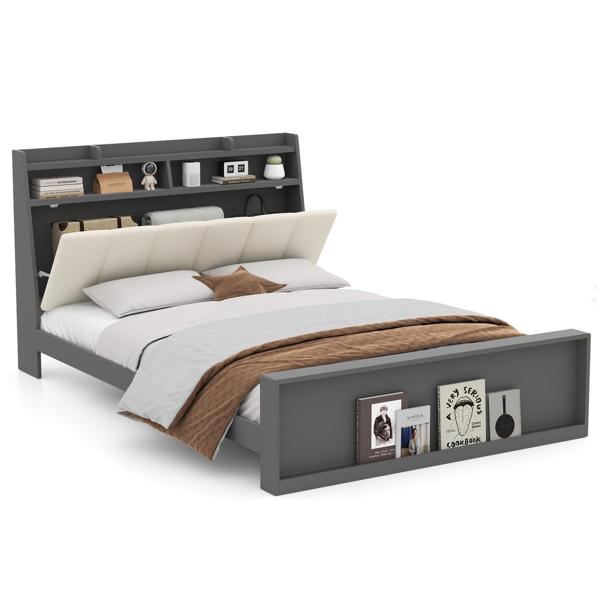 Goflame Full Size Bed Frame with Storage