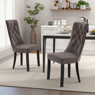 Goflame Tufted Dining Chairs, Upholstered Kitchen Chairs w/High Backrest, Rubber Wood Legs