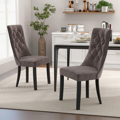 Goflame Tufted Dining Chairs, Upholstered Kitchen Chairs w/High Backrest, Rubber Wood Legs