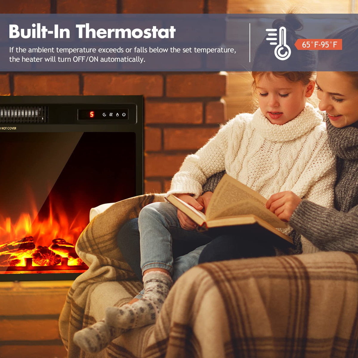 Goflame Recessed and Wall-Mounted Electric Fireplace - Electric Stove Heater