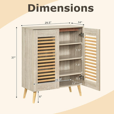 Goflame Shoe Cabinet 4-Tier Shoe Rack Organizer Cabinet(Louvered Door)