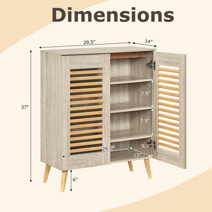 Goflame Shoe Cabinet 4-Tier Shoe Rack Organizer Cabinet(Louvered Door)