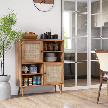 Goflame Buffet Cabinet, Wood Sideboard Storage Cabinet
