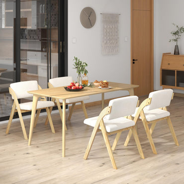 Goflame Set of 2/4 Folding Kitchen Dining Chairs with Rubber Wood Legs