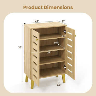 Goflame Shoe Cabinet with Doors 4-Tier Freestanding Shoe Organizer Cabinet