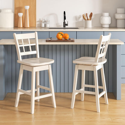 Goflame Bar Stools, Farmhouse Swivel Barstools with 6-Grid Hollow Back & Ergonomic Contoured Seat