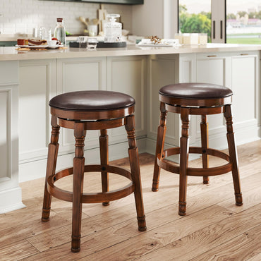 Goflame Swivel Bar Stools Set with Faux Leather Padded Seat