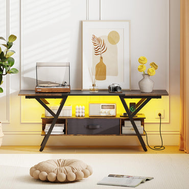 Goflame TV Stand with Power Outlets for 55-65 Inch TV