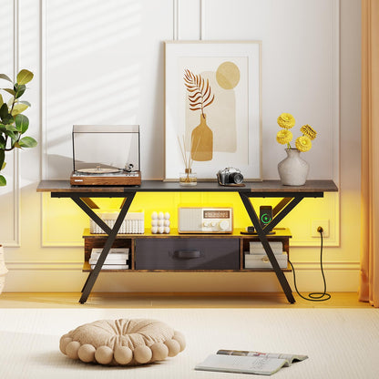 Goflame TV Stand with Power Outlets for 55-65 Inch TV