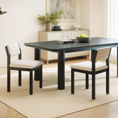 Goflame Sherpa Kitchen Chairs with Wood Frame & Padded Seat