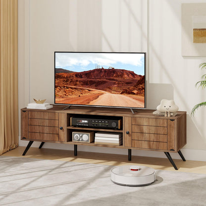 Goflame 2-Door TV Stand for TVs up to 65 Inch with Open Shelves