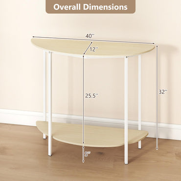 Goflame Half Moon Console Table | 40" Narrow Entryway Table with Storage Shelf