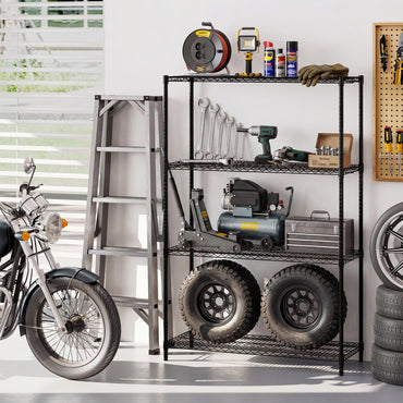 Goflame 4-Tier Metal Storage Shelving Unit with V-Shaped Wire Rack