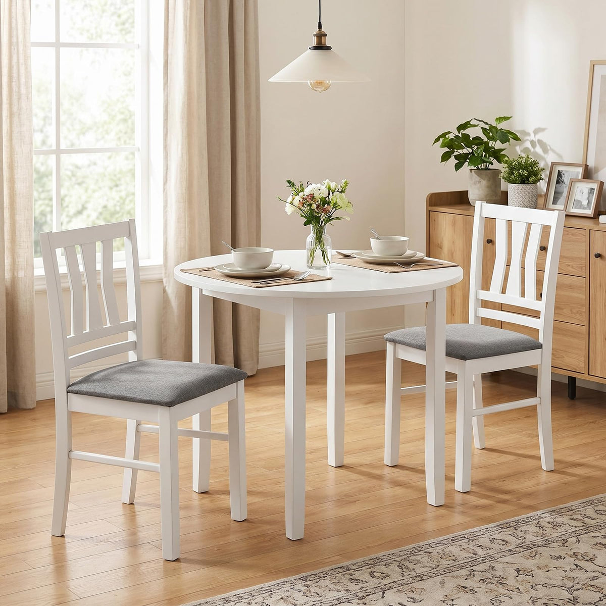 Goflame Wood Dining Chairs Set of 2/4 with Slat Back