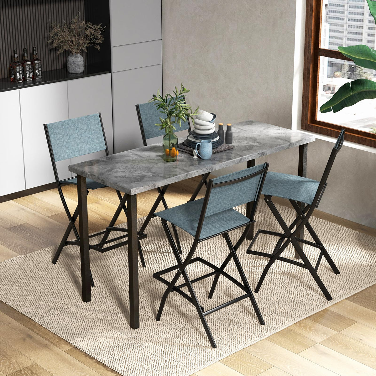 Goflame Folding Patio Bar Chairs Set of 6