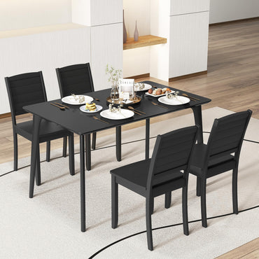 Goflame Wood Dining Chairs Set of 2/4, Modern Kitchen Chairs w/Rubber Wood Legs, Curved Backrest, Farmhouse Diner Chairs