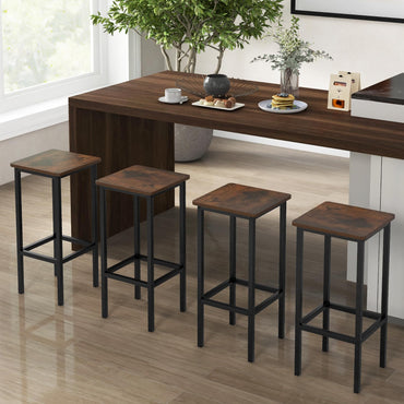 Goflame Bar Stools Set of 4, 26" Backless Barstools with Metal Legs & Footrest, Breakfast Bar Dining Chairs
