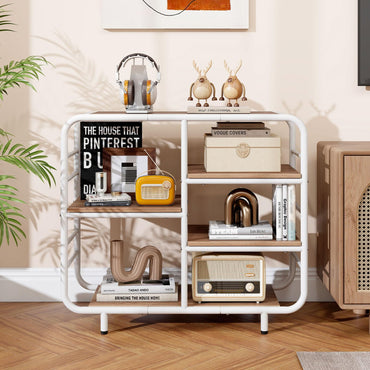 Goflame 5-Tier Industrial Bookcas Book Shelf Storage Organizer with Metal Frame