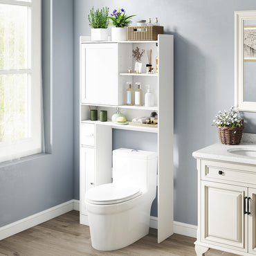 Goflame Over The Toilet Storage Cabinet Standing Toilet Rack with Sliding Door