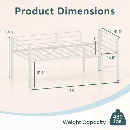 Goflame Twin Low Loft Bed | Metal Bed Frame with 21.5" H Under-Bed Space