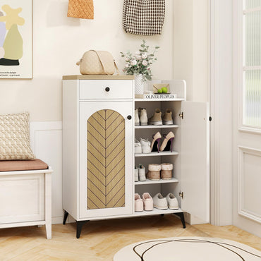Goflame Shoe Cabinet with Doors, 6-Tier Shoe Organizer Cabinet with Drawer