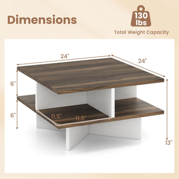 Goflame Square Coffee Table with Storage for Living Room