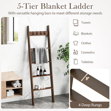 Goflame Bamboo Blanket Ladder