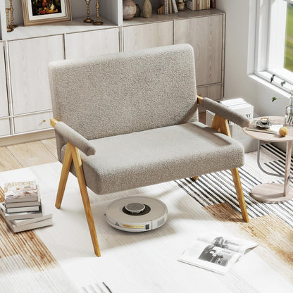 Goflame Loveseat Sofa with Armrests and Wooden Legs