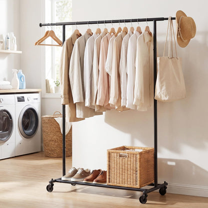 Goflame Extendable Heavy-Duty Rolling Clothing Rack with Wheels