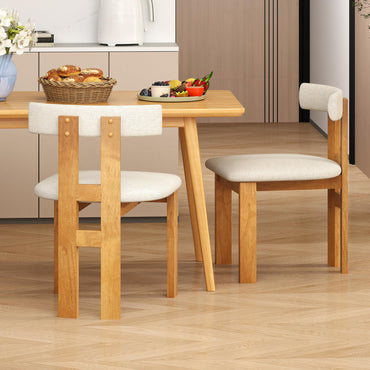 Goflame Modern Upholstered Accent Side Chairs with Curved Backrest