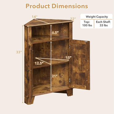 Goflame Bathroom Corner Storage Cabinet with Open Storage & Adjustable Shelf