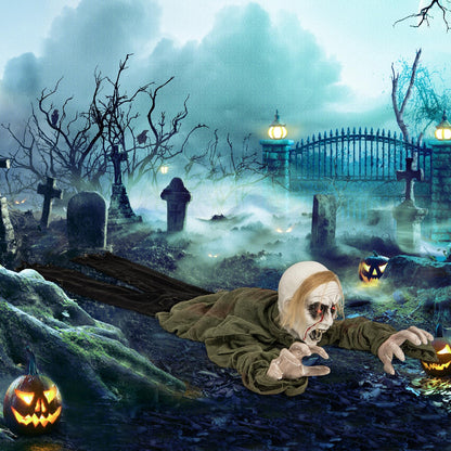 Goflame Halloween Skeleton Groundbreaker Decoration, Sound-Actived Halloween Party Decoration