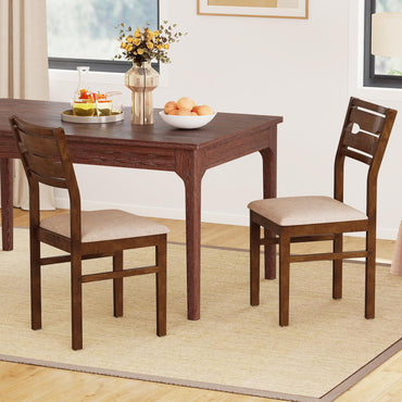Goflame Wooden Dining Chairs Set of 2/4 Fabric Upholstered Kitchen Armless Chairs