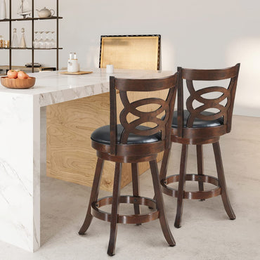 Goflame Bar Stools, Counter Height Dining Chair, Fabric Upholstered 360 Degree Swivel