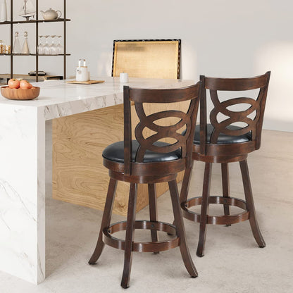 Goflame Bar Stools, Counter Height Dining Chair, Fabric Upholstered 360 Degree Swivel