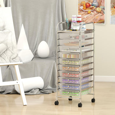 Goflame 10-Drawer Rolling Storage Cart with Metal Frame and Lockable Universal Wheels